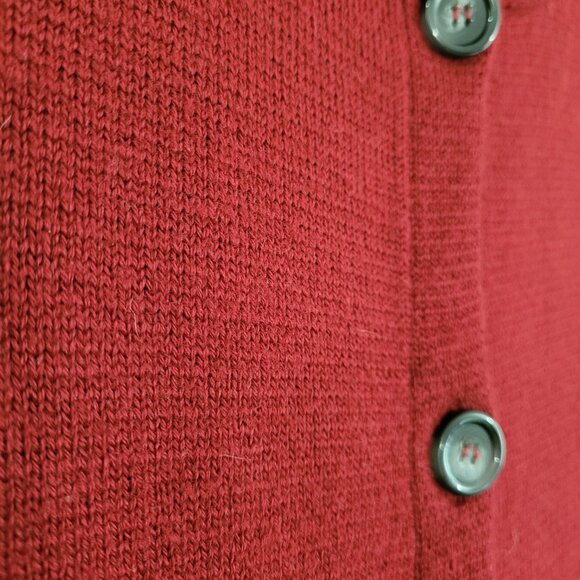 Red Sweater COCOGIO made in Italy - Large button up 50% Merino wool/ Acrylic - Picture 4 of 16